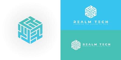 The ingeniously crafted logo uniquely embodies the initials RT through a striking geometric hexagon emblem, perfectly designed for businesses in the Technology and Software sectors. vector