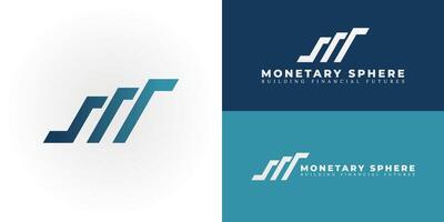 The dynamic logo uniquely represents the initials M through a series of ascending, stylized bars, perfectly suited for businesses operating at the intersection of Architecture, Finance, and Investment vector