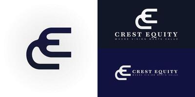 The sophisticated logo uniquely integrates the initials CE through a dynamic and interconnected design, perfectly tailored for businesses in Venture Capital and Investment Firms. vector