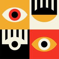 geometric shapes, and vibrant colors create a striking Bauhaus inspired modern poster design vector