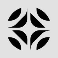a black and white logo with a leaf shape vector