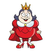 a beautiful queen is very happy and wearing red. vector