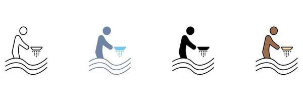 gold panning concept line icon. Simple element illustration. vector