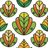 a pattern with leaves and flowers vector