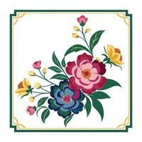 a floral design with flowers in a frame vector