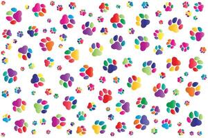 multicolour paw design on white background vector