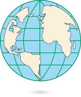 Minimalist globe illustration with longitude and latitude lines vector