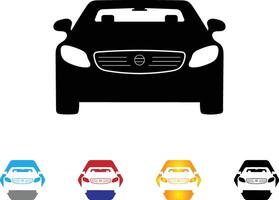 Luxury sedan front view, car silhouette with color variations vector