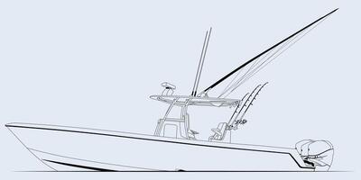 One Color Line Art Boat vector