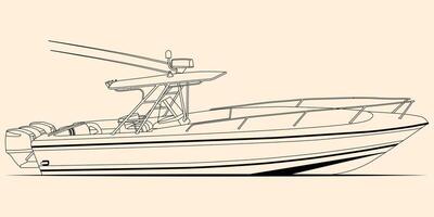 One Color Boat Line Art vector