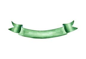 Watercolor Patrick day green ribbon banner illustration isolated background. Decorative waving glossy border with empty space for text. Decorative element for promotion decor, celebrate events vector
