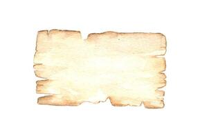 Watercolor rectangle blank ancient paper with torn edges illustration isolated background. Paperboard with empty space for vintage or historical text. For advertisement, storytelling, education vector