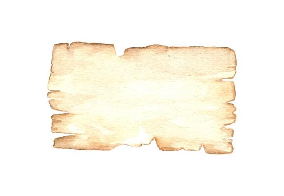 Watercolor rectangle blank ancient paper with torn edges illustration isolated background. Paperboard with empty space for vintage or historical text. For advertisement, storytelling, education