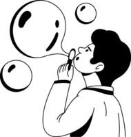 A glyph illustration of person blowing bubbles vector
