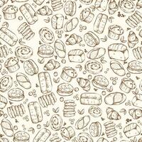 seamless pattern unique hand drawn bakery background vector