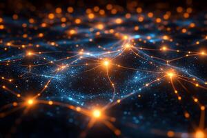 Abstract Neural Network Concept with Glowing Nodes for Technology Design photo