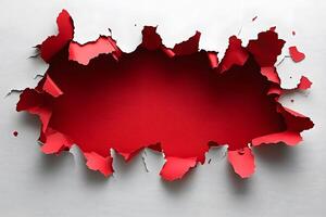Red Torn Paper Background for Creative Design and Advertising Concepts photo