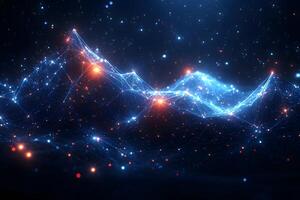 Abstract Digital Network with Glowing Nodes and Cosmic Background for Technology Design photo