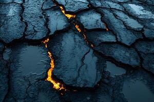 Cracked Lava and Earth Nature's Raw Power and Geothermal Energy Concepts photo