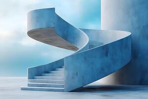 Modern Architectural Spiral Staircase in Blue Tones for Design and Inspiration photo