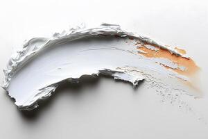 Dynamic Abstract Art with White and Orange Paint Stroke on Minimalist Background for Modern Interiors photo