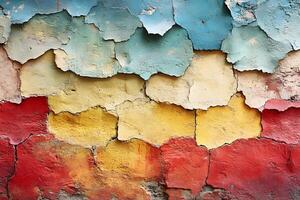 Abstract Peeling Paint Texture on Colorful Wall for Artistic Background Design photo