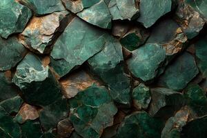 Textured Green Stone Wall Background for Design and Decoration photo