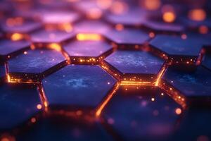 Abstract Glowing Hexagonal Pattern - Futuristic Design for Digital Art and Technology Themes photo