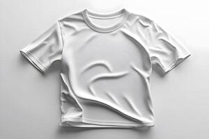 Blank White T-Shirt on Plain Background for Design Template and Mockup Usage photo