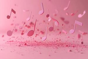 Abstract Musical Concept with Pink Note Symbols on Textured Background for Creative Design photo