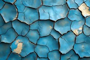 Cracked Blue Textured Surface Abstract Background for Artistic Design photo