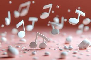 Floating Musical Notes on Pastel Background for Creative Design and Art Projects photo