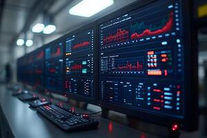 Data Analysis and Monitoring in a High-Tech Control Room for Financial Insights photo