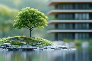 Serenity and Modern Architecture Tree on a Scenic Island for Inspirational Design photo