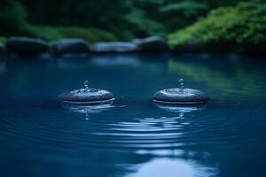Tranquil Water Ripples with Droplets in Serene Outdoor Setting - Nature Aesthetic for Calm and Meditation photo