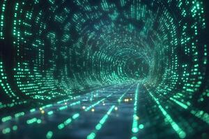 Futuristic Digital Data Tunnel for Technology and Network Concepts photo
