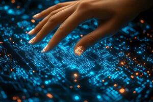 Futuristic Touch Interface Exploring Advanced Digital Technology in Cybersecurity photo