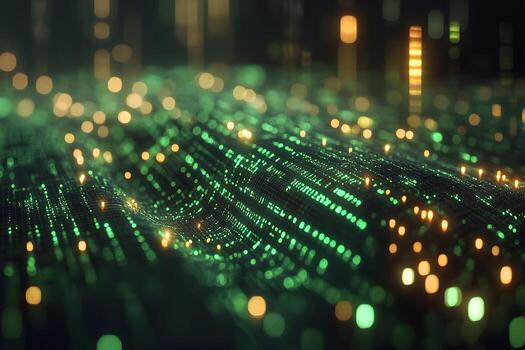 futurista digital paisaje con brillante binario patrones para tecnología diseño foto