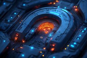 Futuristic Neon Cyber Circuitry Design for Digital Technology Projects photo
