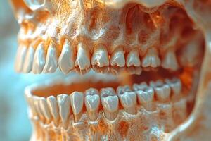 Detailed 3D Rendering of Human Teeth in a Skull for Educational and Medical Use photo