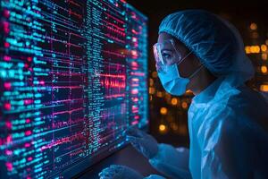 Medical Professional Analyzing Data on High-Tech Display for Healthcare Innovation photo
