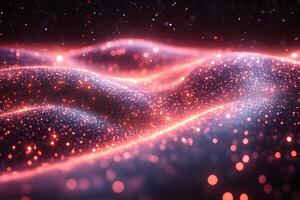 Abstract Neon Sparkles - Futuristic Pink Red Glowing Waveform for Digital Design photo