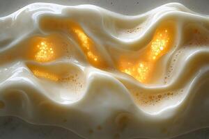 Golden Light Displaying Through Wavy Milk Surface - Abstract Concept for Innovative Designs photo