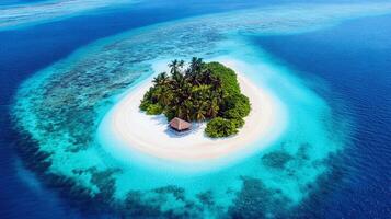 Idyllic tropical island oasis with pristine white sand and turquoise waters photo