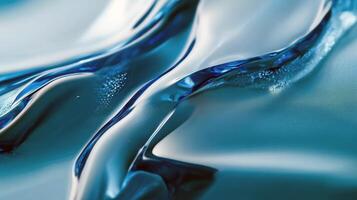 Abstract blue liquid waves with smooth textures and reflections photo