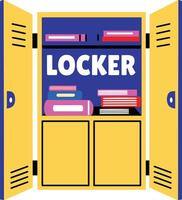 A flat style sticker of a school locker filled with books vector