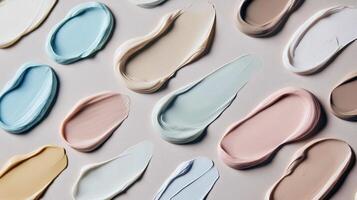 Pastel paint strokes on canvas featuring soft and neutral shades photo