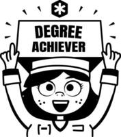 A glyph sticker of a nurse with degree achiever typography vector