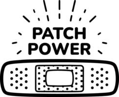 A glyph sticker of bandage with patch power typography vector