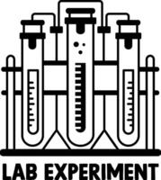 A glyph sticker of chemical tubes with lab experiment typography vector